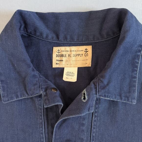 NWT RRL Double RL Indigo Herringbone Twill Overshirt Chore Mens Jacket - Picture 6 of 7